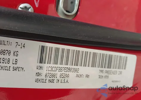 2014 Dodge Dart Sxt from USA, damaged, VIN 1C3CDFBB7ED903902